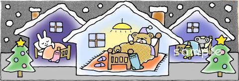 メリークリスマスプレゼントのリースイラストのフリー素材イラストイメージ