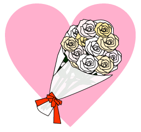 白いバラのブーケのイラスト 結婚式 : ゆるかわいい無料イラスト素材集