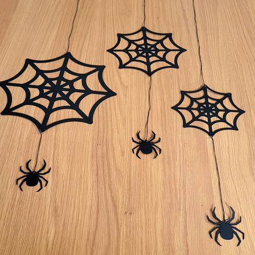 壁面④ハロウィン 魔女 かぼちゃ 黒猫 クモ 10月 ペープサート パネルシアタ 蜘蛛の巣