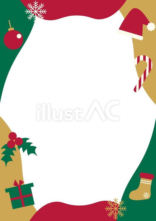 クリスマス枠・フレーム 縦枠 ：イラスト無料