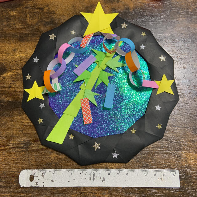 七夕夏織姫彦星七夕リース折り紙壁面飾り