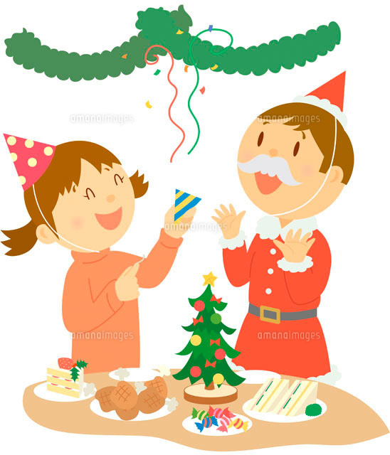 クリスマスパーティーをする子供たち」のフリーイラストイラストわくわくBOX