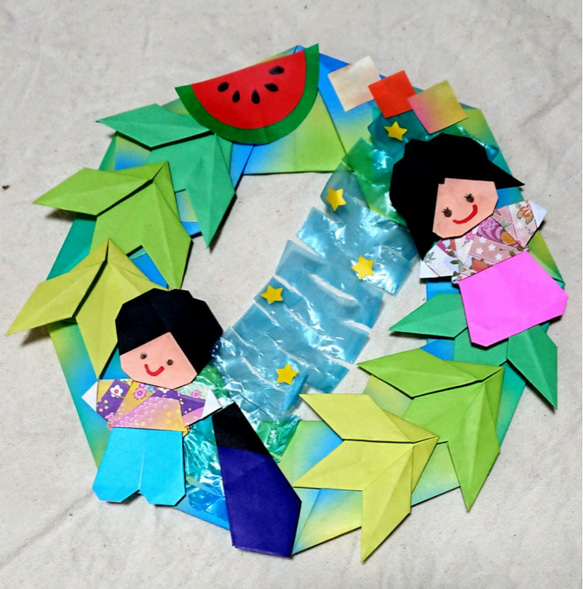 折り紙 七夕リース の作り方 音声解説あり かんたん ORIGAMIStar festival wreathwith subtitles –Junの折り紙折り紙モンスタ