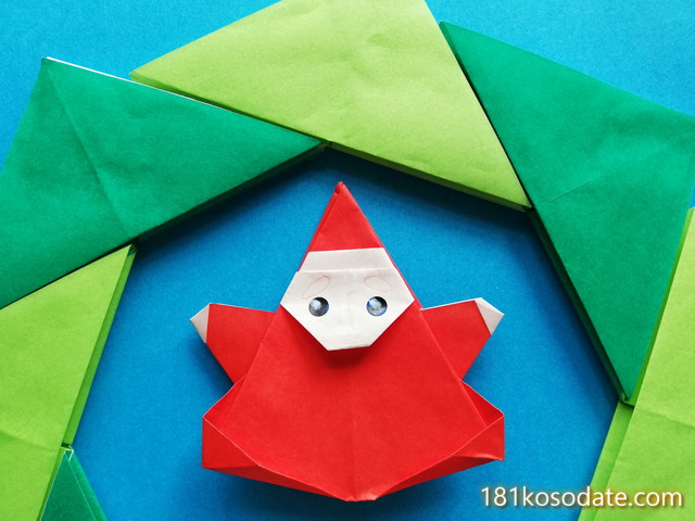 簡単サンタクロース折り紙 折り紙１枚で ☆クリスマス工作origami☆はにゃ！☆手作りおもちゃ箱☆ 牛乳パック等で簡単工作