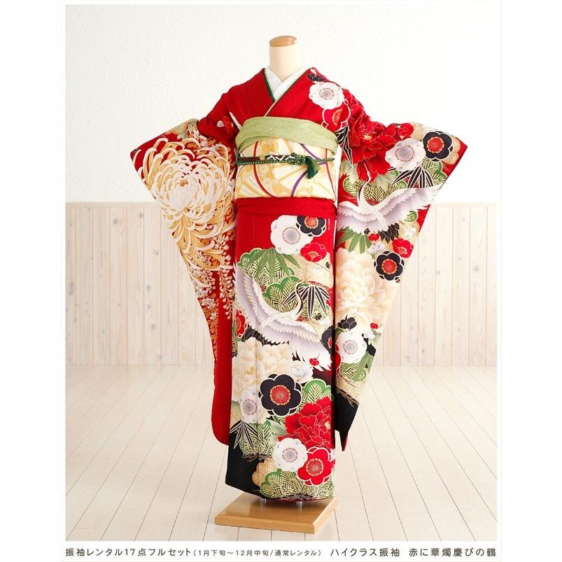 振袖レンタル茶色・古典柄羽ばたく鶴の存在感がスゴイ！│成人式や結婚式に古典柄振袖なら、みやたけ工房