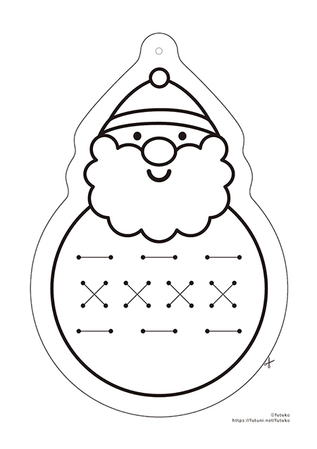 リース1 黒クリスマス飾り オーナメント のぬりえイラスト ぬりえプリント