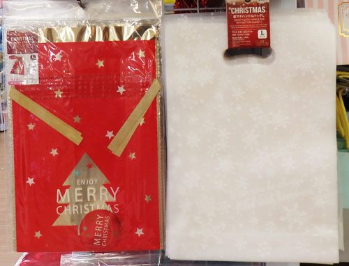 100均ダイソー「クリスマス用ラッピングバッグ・サンタの袋」商品一覧とサイズ