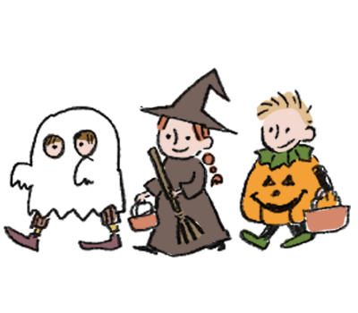 ハロウィン・かぼちゃのお化けと黒ねこのイラスト無料イラスト素材素材ラボ