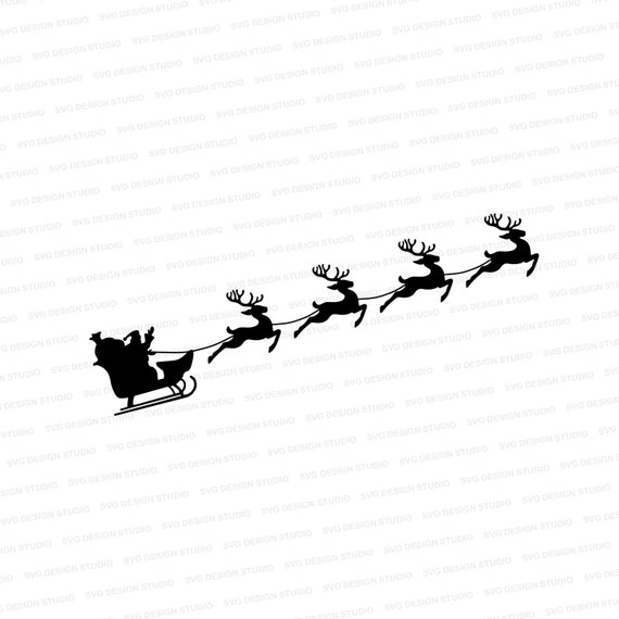 サンタクロースのシルエットは クリスマスツリーと鹿によって引かれた贈り物でそります クリスマスの装飾記号 透明な背景のベクトル ストックベクター©Virtis 666217492