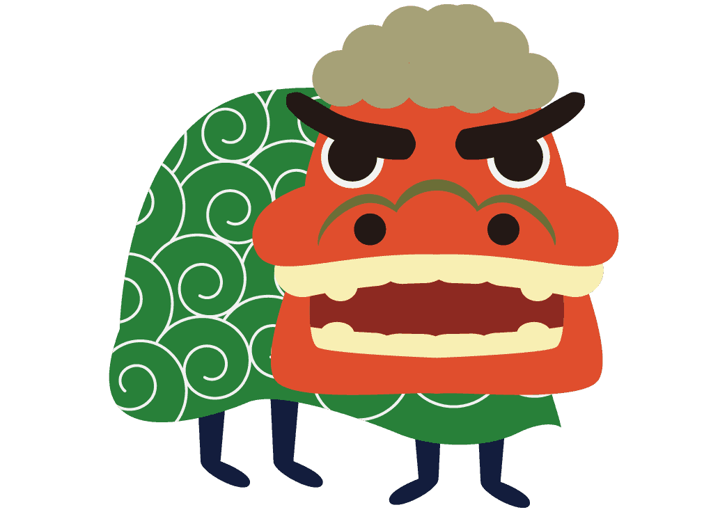 獅子舞_01農民イラスト