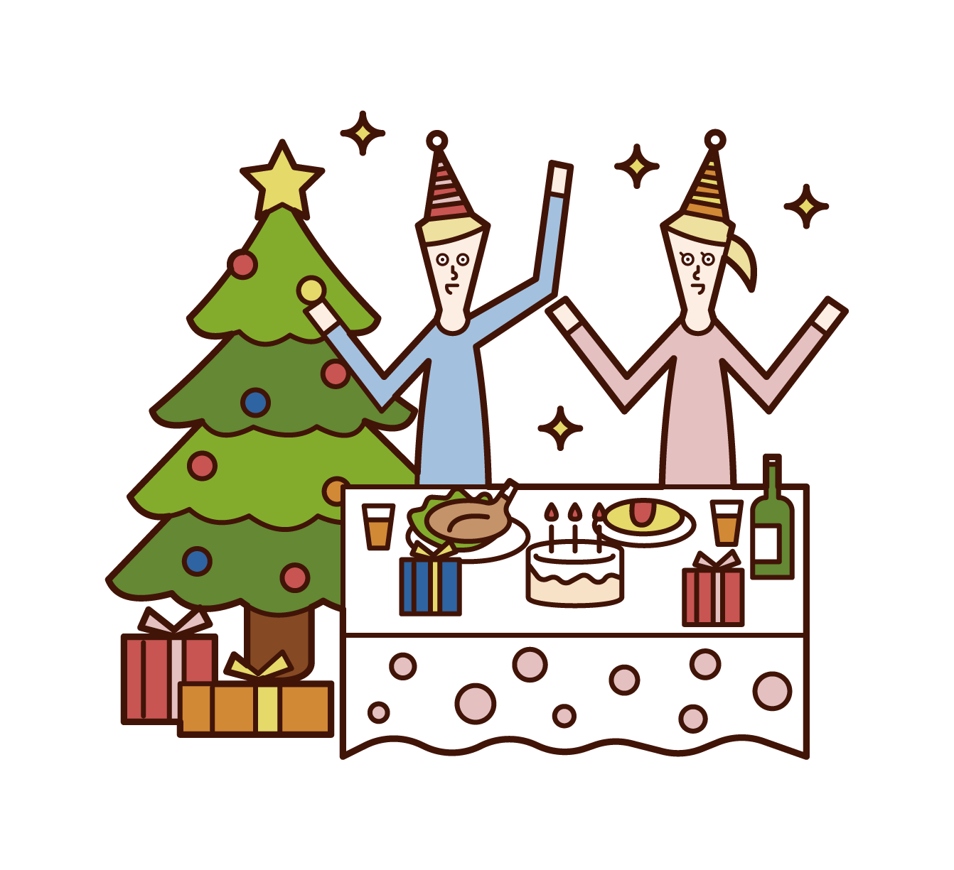 クリスマスパーティーのイラストかわいいフリー素材集 いらすとや