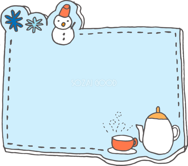 冬の建物・街並みと空の上下フレーム飾り枠イラスト無料イラスト かわいいフリー素材集 フレームぽけっと