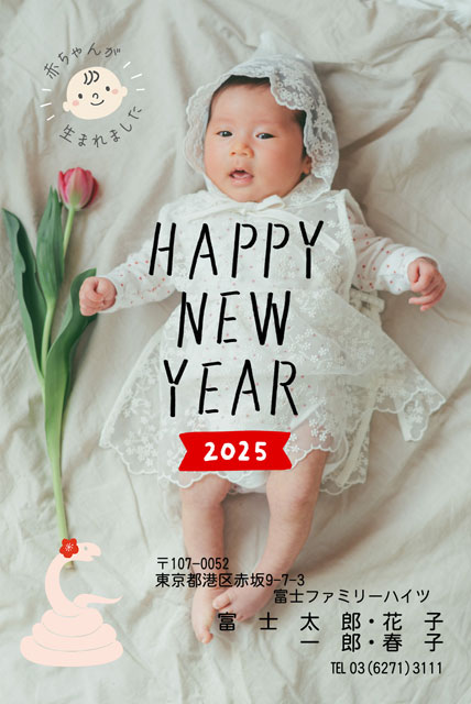 年賀状 出産報告 例文 文例 即日印刷プリントメイト