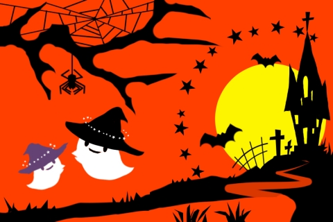 ハロウィンのお城と三日月のイラスト無料のフリー素材 イラストエイト