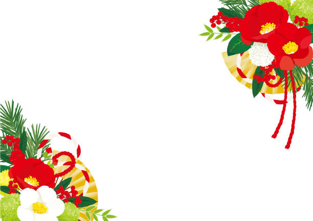 良いお年を モノクロ年末・大晦日の無料イラスト 冬の季節・行事素材