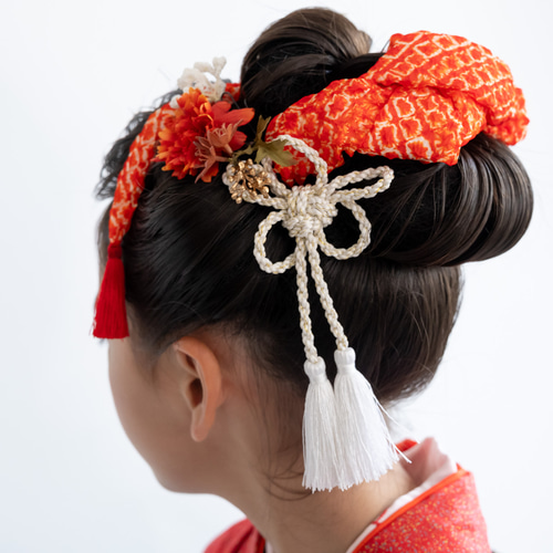 七五三10%CPOFF10 16迄 京かのこ 七五三 女の子 髪飾り「赤・ピンク・紫・黄色」正絹 日本製 京染め 日本髪 鹿の子 2分の1成人式ハーフ成人式 十三参 十歳 女児 753 メール便対応可京都きもの町