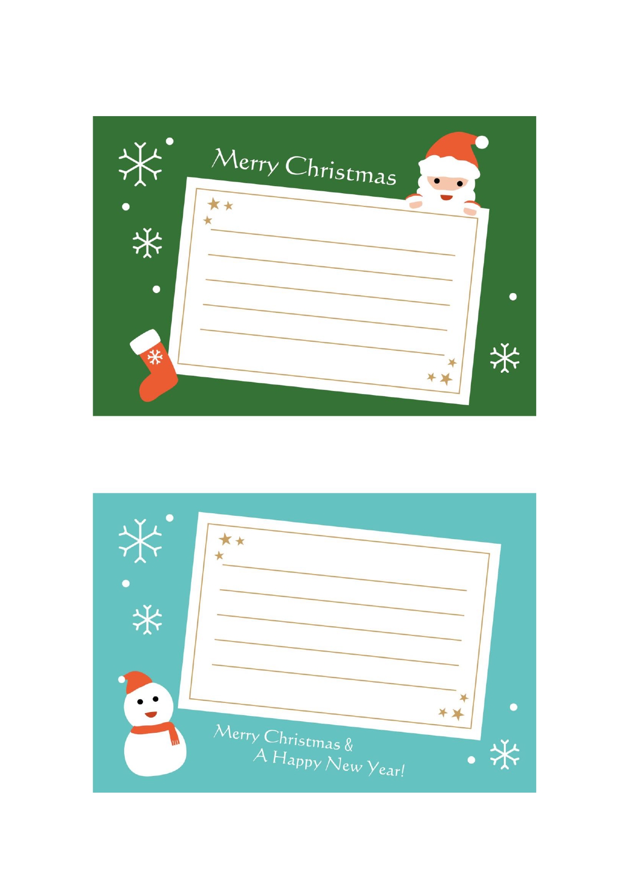 くまサンタA5二ツ折-二つ折りクリスマスカード テンプレート