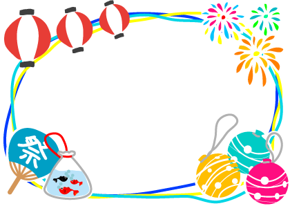 綺麗に囲む花火フレーム枠 夏祭り背景イラスト無料フリー30308素材Good