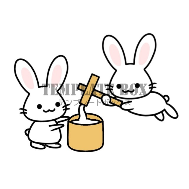 うさぎ お正月 の手書きイラスト02 ＜無料＞かわいいフリー素材 イラストK