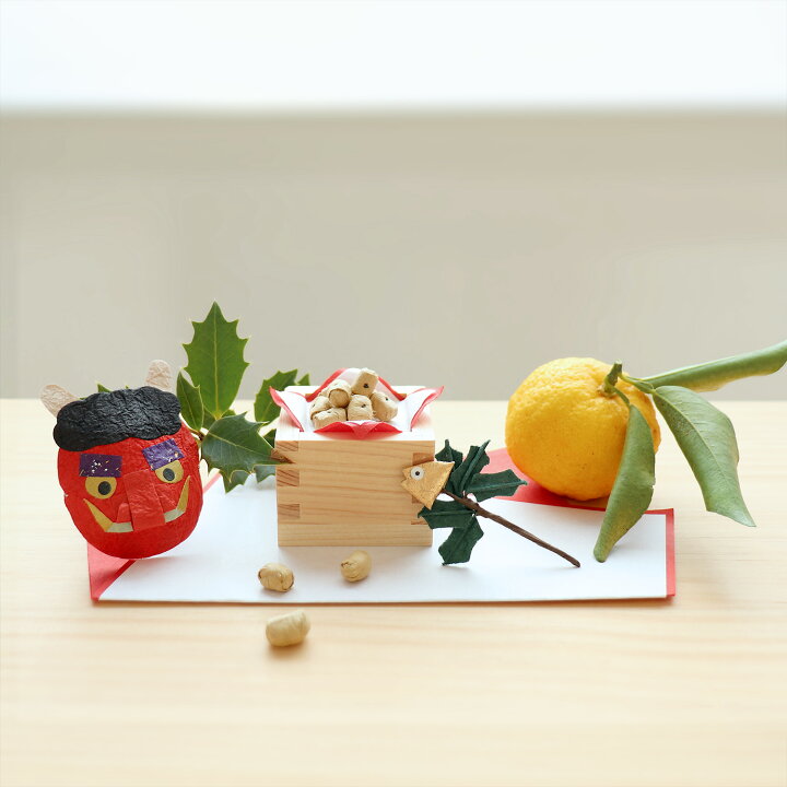 折り紙「節分の鬼と豆入れ 豆飾り 」の作り方ぬくもり