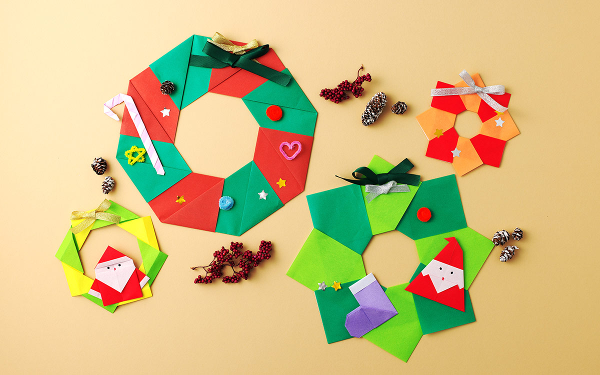 折り紙のクリスマスリース たった8枚で簡単な折り方作り方かんたん工作・折り紙☆選り好み