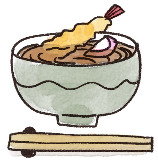 大晦日に年越しそばを食べるカップルの年末無料イラスト60685素材Good