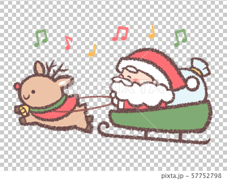 そりに乗るサンタとトナカイと雪の白黒フレーム飾り枠イラスト無料イラスト かわいいフリー素材集 フレームぽけっと