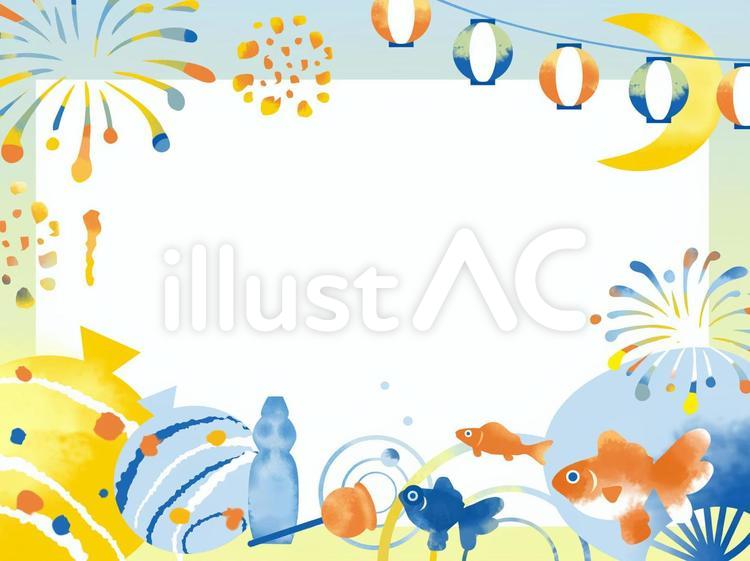 8月のお知らせ枠・フレームイラスト 盆・お祭り園だより、おたよりで使えるかわいいイラストの無料素材集 イラストだより