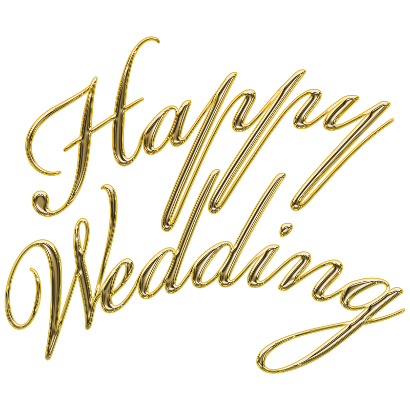 結婚式のイラスト「Happy Wedding・タイトル文字」