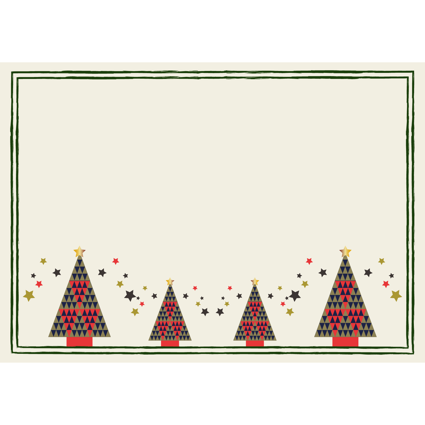 フリー素材:フレーム・飾り枠:640×480pix;ポップなクリスマスツリーのイラストの飾り枠無料素材とwebデザイン・DTP・動画制作tigpig