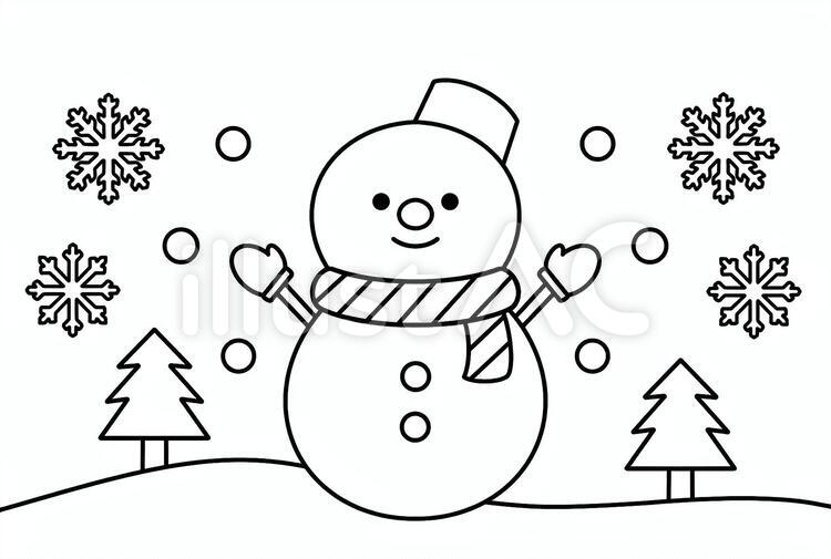 クリスマスの小さな雪だるま 塗り絵ページ 無料のPDF＆PNGプリント