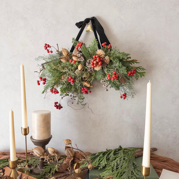 christmasスワッグ 横長スワッグ クリスマス