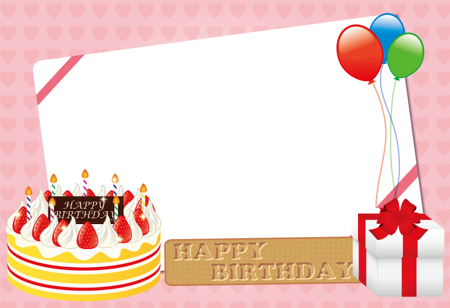 誕生日ケーキのバースデーカードイラストのフリー素材イラストイメージ