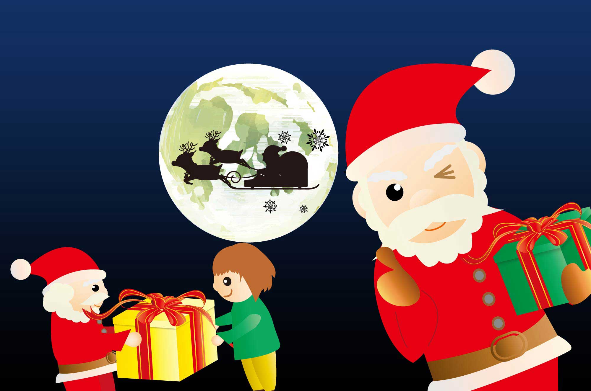 煙突サンタプレゼント：イラスト無料