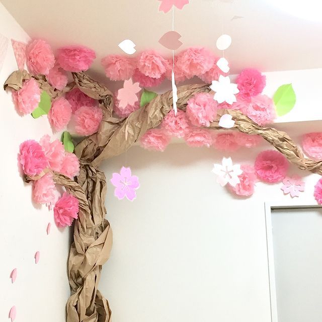 卒園・卒業＆入園・入学飾り 桜モチーフの飾り付けキット ペーパーフラワー＆ガーランド の作り方を紹介 - YouTube