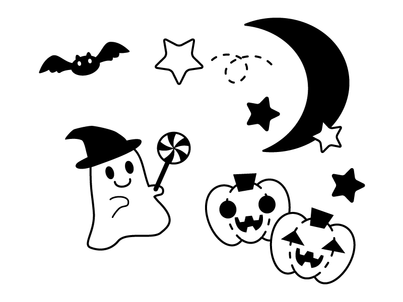 無料イラスト素材「ハロウィン・かぼちゃとおばけ」ダウンロード
