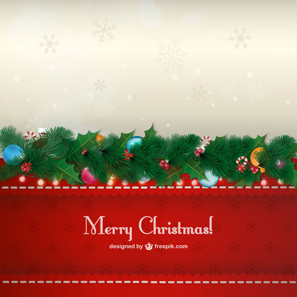 リースのメリークリスマスカードイラストのフリー素材イラストイメージ