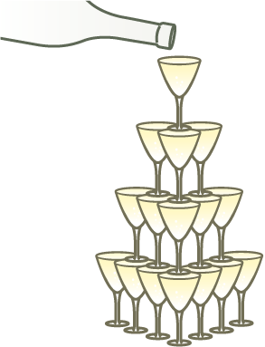 シンプルなシャンパンタワーのイメージ：イラスト無料