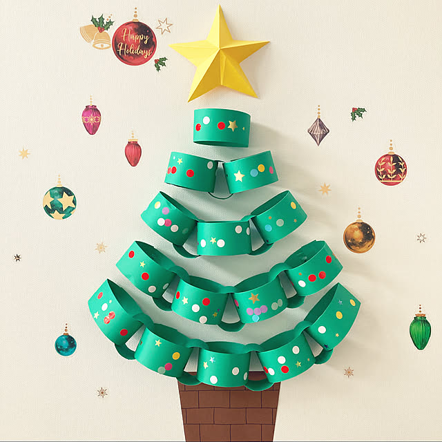 かんたん 紙で作るクリスマスツリーのディスプレイ 音声解説あり Easy paper Christmas tree decoration