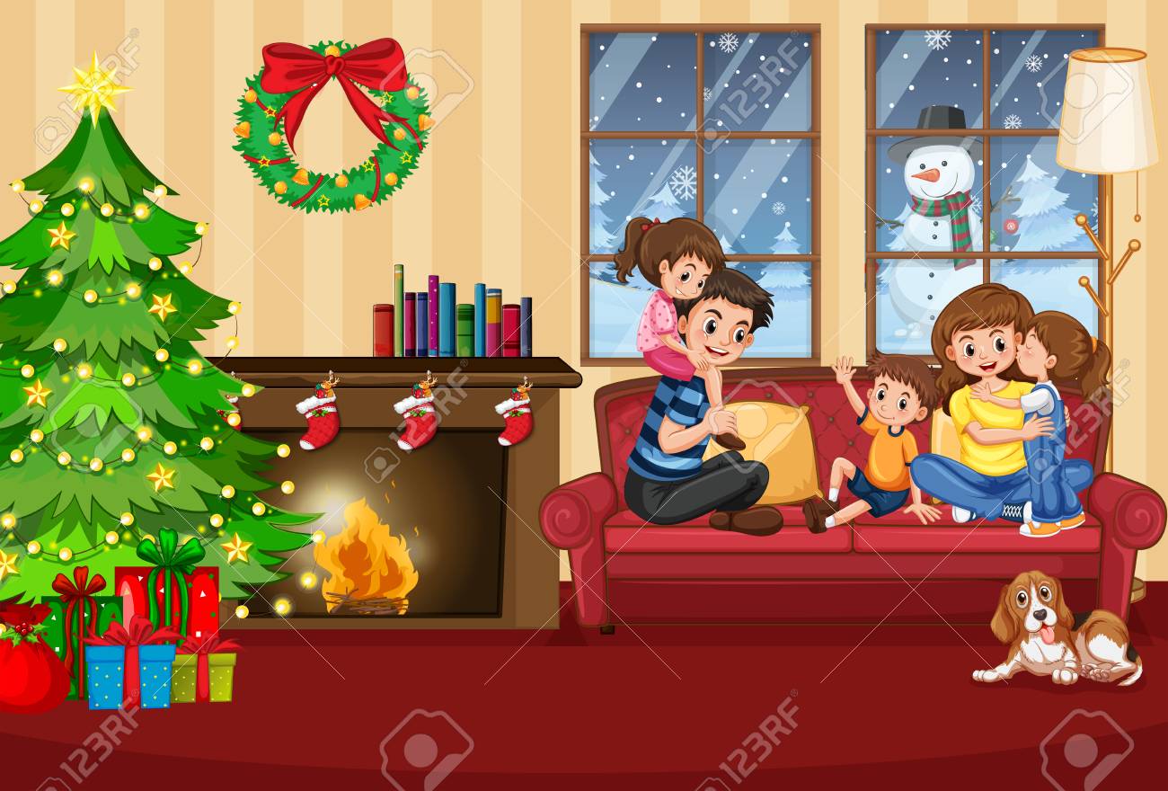 クリスマスの夜：イラスト無料