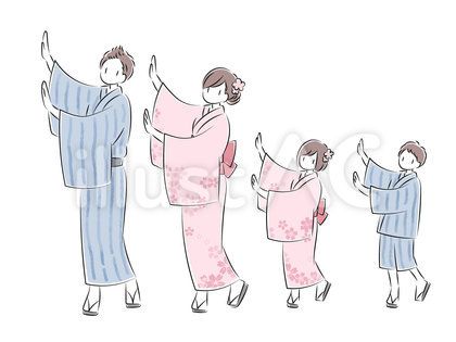 浴衣で盆踊りするこどもと金魚すくいをするこどもたち 10468000298 の写真・イラスト素材アマナイメージズ