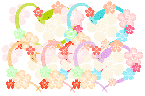 2025年巳年年賀状 2匹の巳 蛇 が和柄背景の年賀状素材 イラスト素材7523683- フォトライブラリ