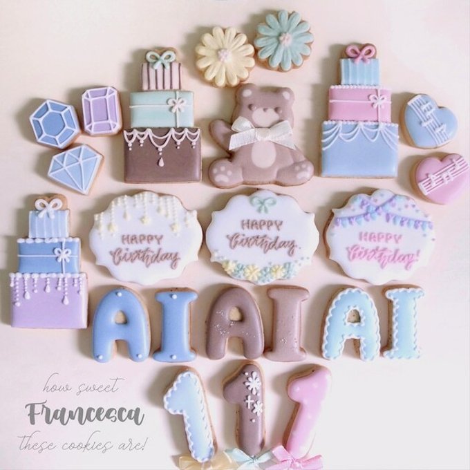 1st Birthday 1歳のお誕生日にアイシングクッキーを添えて♡Fancy Rosette