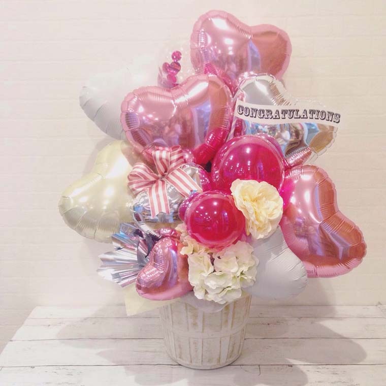 バルーンギフト アジサイ 名前入れ 誕生日プレゼント 結婚祝い 開店祝い バースデー バルーン電報 結婚式 バルーンおしゃれなバルーンギフトとおむつケーキ Balloon&Gift ChicoRico