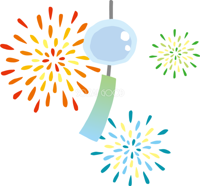 鮮やかな花火の背景無料イラスト 夏49478素材Good