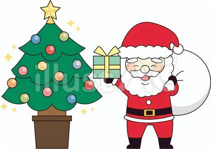 プレゼントを持ったサンタクロースとトナカイの無料イラストイラストセンタ