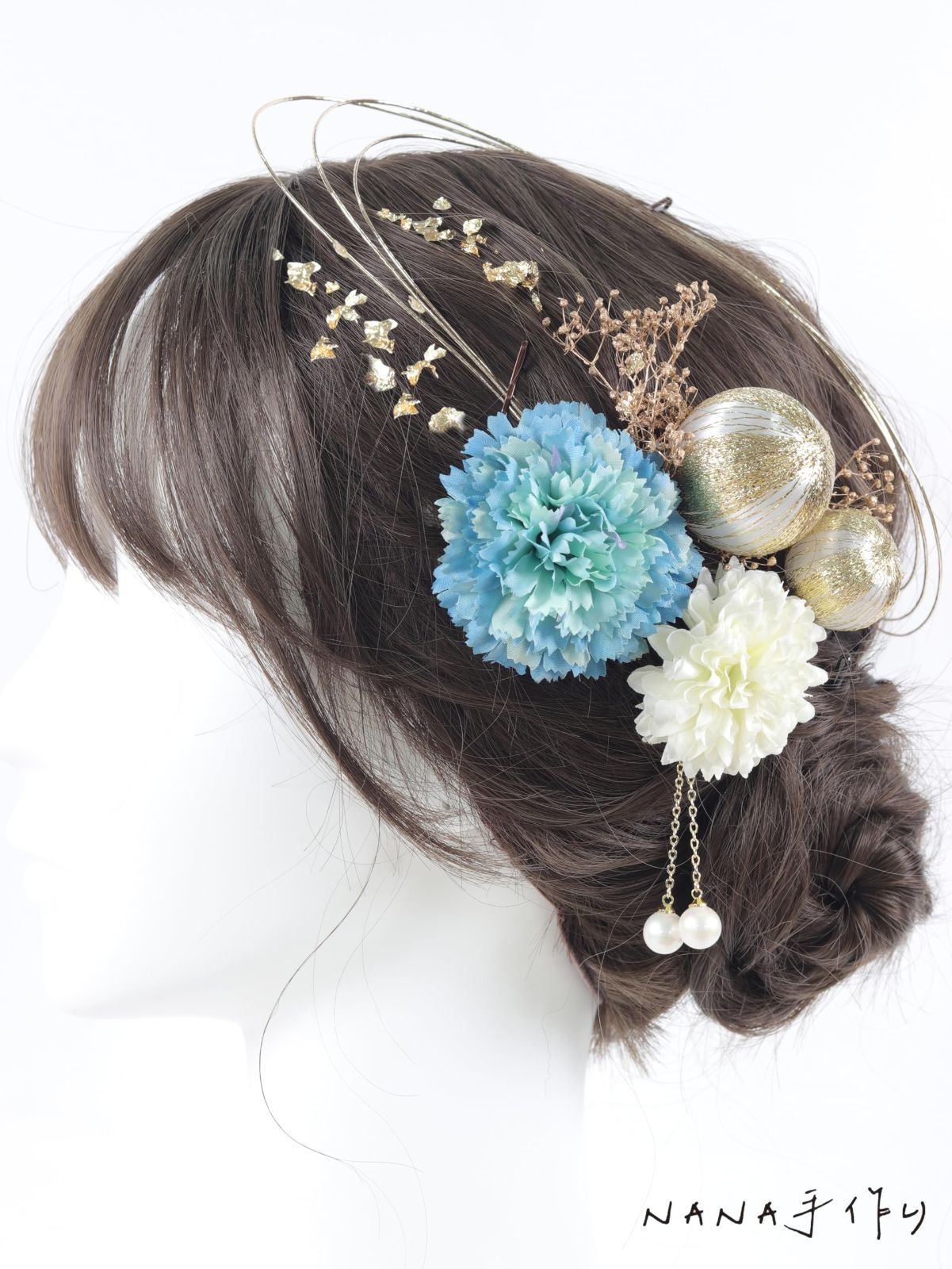 水引あわじ結びの蝶ヘアピン女の子の結婚式参列にも七五三にも