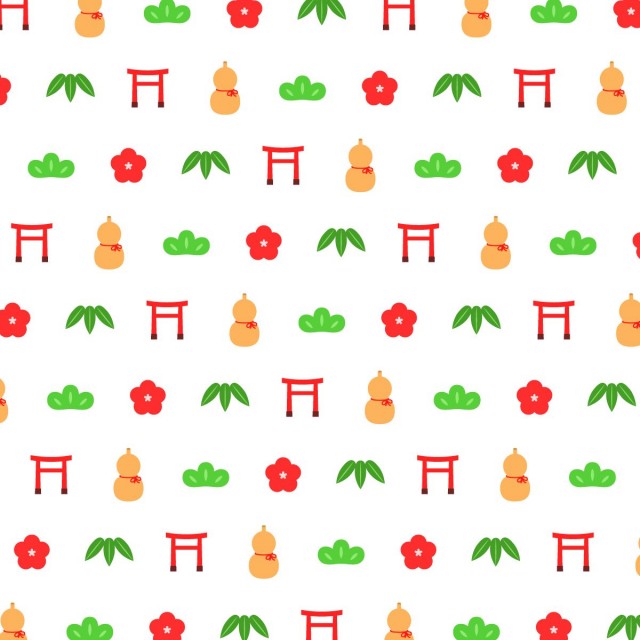 鏡餅_お正月飾り_みかん_動いているおもち_梅_背景ピンク_縦_NEW YEAR_redのイラスト素材FYI04538181ストックフォトの Qlean Market キュリンマーケット