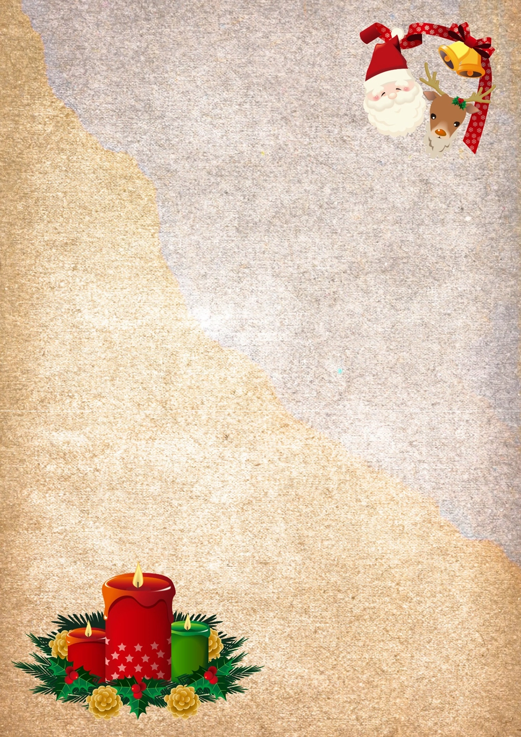 かわいい便箋「A4・横書き・Excel・Word・PDF」クリスマスに使えるイラスト入りデザインのテンプレートとなります