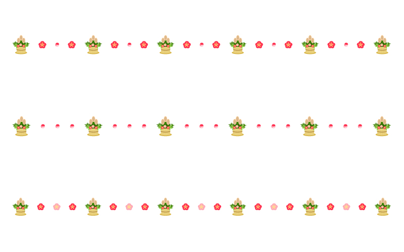 冬のライン無料イラスト お正月と花 37204素材Good